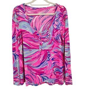Lilly Pulizer Sorella Long Sleeve Abstract Printed Shirt Size Large